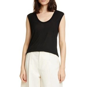 Vince Scoop Neck Modal Muscle Tee T-shirt Top Sleeveless Casual Black Large NWT